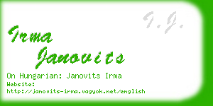 irma janovits business card